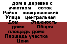 дом в деревне с участком 20 соток › Район ­ воскресенский › Улица ­ центральная › Дом ­ 4 › Этажность дома ­ 1 › Общая площадь дома ­ 35 › Площадь участка ­ 20 › Цена ­ 10 000 - Московская обл., Воскресенский р-н, Ворыпаево д. Недвижимость » Дома, коттеджи, дачи аренда   